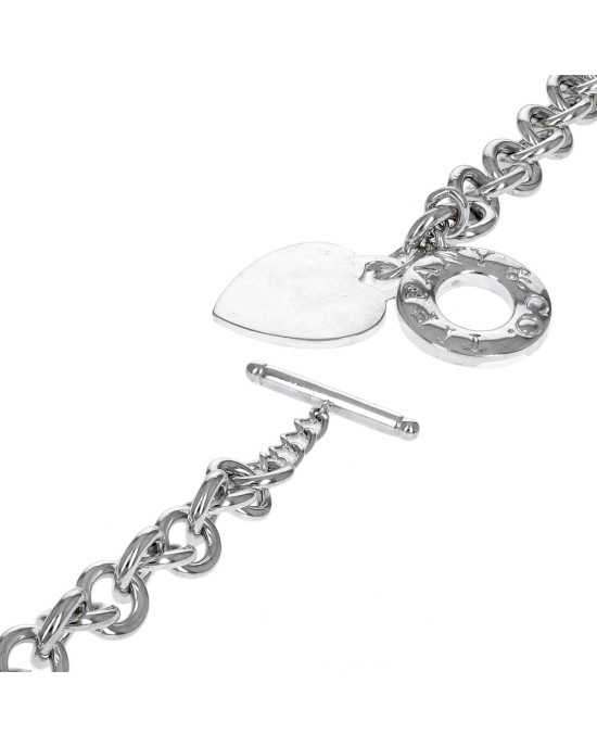 Blank Heart Tag Toggle Bracelet in Sterling Silver